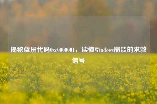 揭秘蓝屏代码0xc0000001，读懂Windows崩溃的求救信号