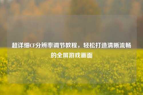 超详细CF分辨率调节教程，轻松打造清晰流畅的全屏游戏画面