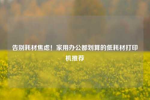 告别耗材焦虑！家用办公都划算的低耗材打印机推荐
