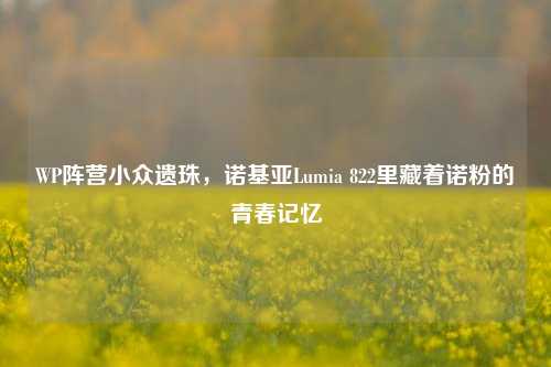 WP阵营小众遗珠，诺基亚Lumia 822里藏着诺粉的青春记忆