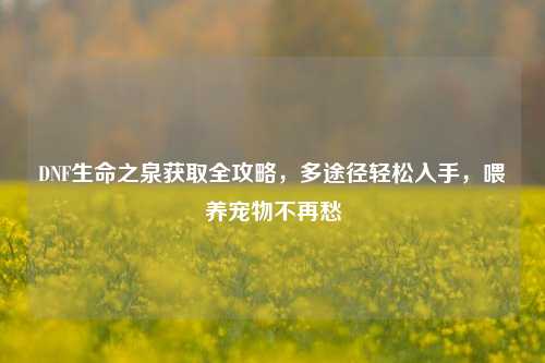 DNF生命之泉获取全攻略，多途径轻松入手，喂养宠物不再愁