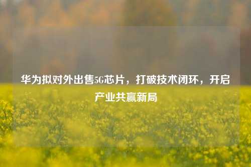 华为拟对外出售5G芯片,打破技术闭环,开启产业共赢新局