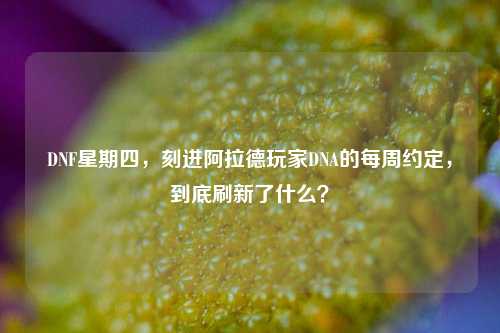 DNF星期四,刻进阿拉德玩家DNA的每周约定,到底刷新了什么?