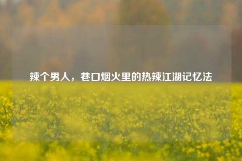辣个男人,巷口烟火里的热辣江湖记忆法