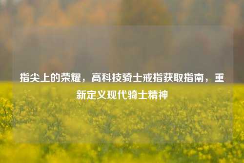 指尖上的荣耀，高科技骑士戒指获取指南，重新定义现代骑士精神