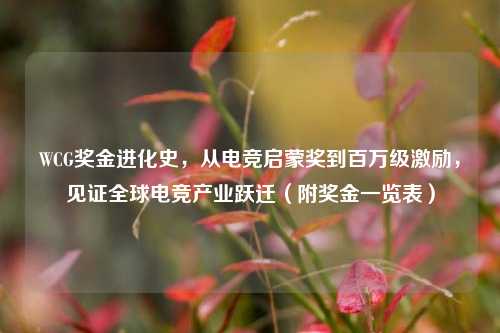 WCG奖金进化史，从电竞启蒙奖到百万级激励，见证全球电竞产业跃迁（附奖金一览表）