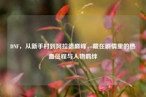 DNF，从新手村到阿拉德巅峰，藏在剧情里的热血征程与人物羁绊
