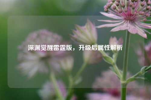 深渊觉醒雷霆版,升级后属性解析