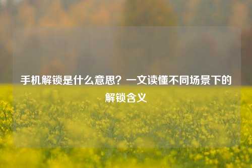 手机解锁是什么意思?一文读懂不同场景下的解锁含义