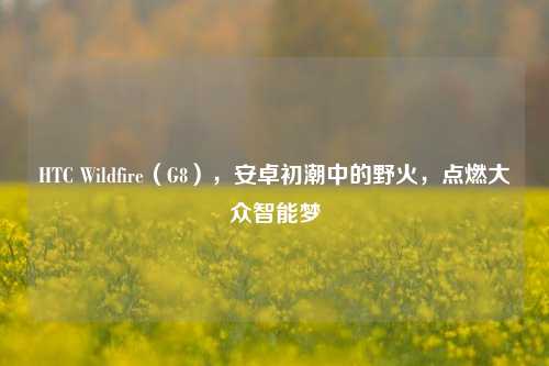 HTC Wildfire(G8),安卓初潮中的野火,点燃大众智能梦