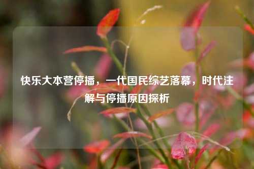 快乐大本营停播，一代国民综艺落幕，时代注解与停播原因探析
