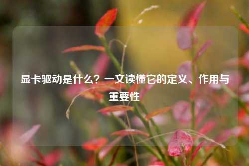 显卡驱动是什么?一文读懂它的定义、作用与重要性