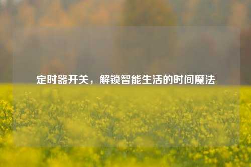 定时器开关,解锁智能生活的时间魔法