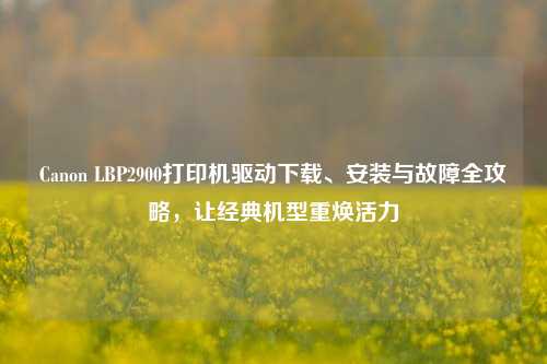 Canon LBP2900打印机驱动下载、安装与故障全攻略，让经典机型重焕活力