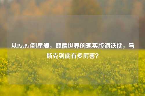 从PayPal到星舰,颠覆世界的现实版钢铁侠,马斯克到底有多厉害?