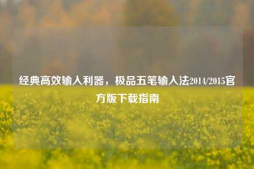 经典高效输入利器，极品五笔输入法2014/2015官方版下载指南