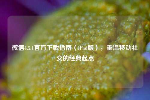 微信4.5.1官方下载指南（iPad版），重温移动社交的经典起点