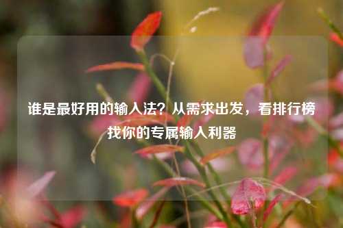 谁是最好用的输入法？从需求出发，看排行榜找你的专属输入利器