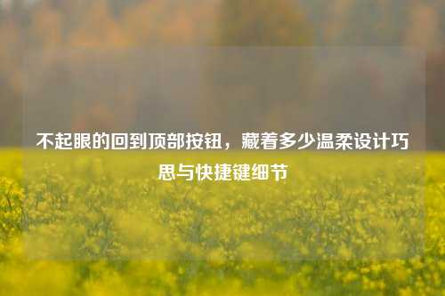 不起眼的回到顶部按钮,藏着多少温柔设计巧思与快捷键细节