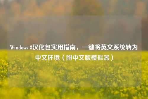 Windows 8汉化包实用指南,一键将英文系统转为中文环境(附中文版模拟器)