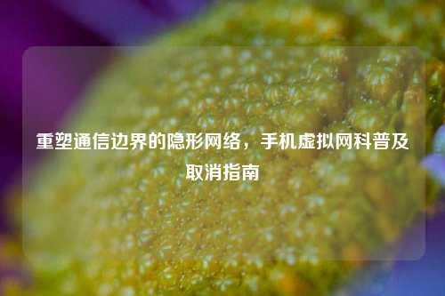 重塑通信边界的隐形网络，手机虚拟网科普及取消指南