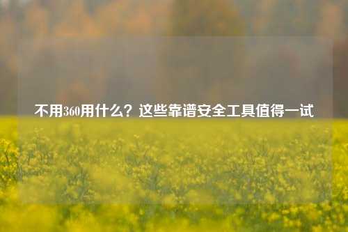 不用360用什么？这些靠谱安全工具值得一试