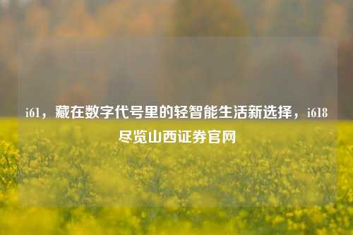 i61，藏在数字代号里的轻智能生活新选择，i618尽览山西证券官网