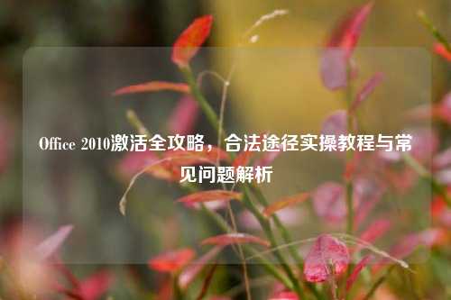 Office 2010激活全攻略，合法途径实操教程与常见问题解析