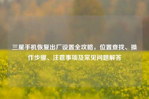 三星手机恢复出厂设置全攻略，位置查找、操作步骤、注意事项及常见问题解答