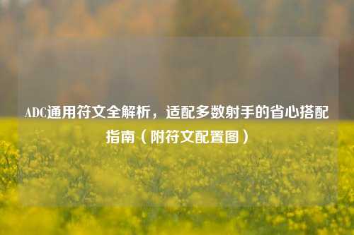 ADC通用符文全解析，适配多数射手的省心搭配指南（附符文配置图）