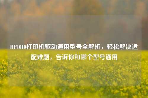 HP1010打印机驱动通用型号全解析，轻松解决适配难题，告诉你和哪个型号通用