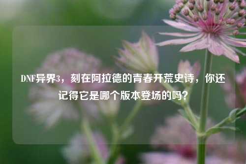 DNF异界3，刻在阿拉德的青春开荒史诗，你还记得它是哪个版本登场的吗？