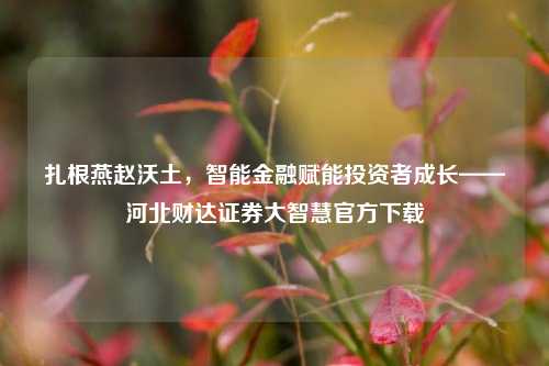 扎根燕赵沃土，智能金融赋能投资者成长——河北财达证券大智慧官方下载