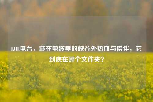LOL电台，藏在电波里的峡谷外热血与陪伴，它到底在哪个文件夹？