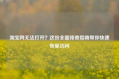 淘宝网无法打开？这份全面排查指南帮你快速恢复访问