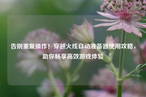 告别重复操作！穿越火线自动准备器使用攻略，助你畅享高效游戏体验