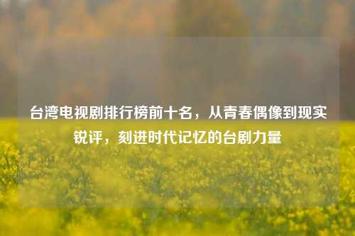 台湾电视剧排行榜前十名,从青春偶像到现实锐评,刻进时代记忆的台剧力量