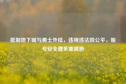 抵制地下城与勇士外挂，违规违法毁公平，账号安全遭多重威胁