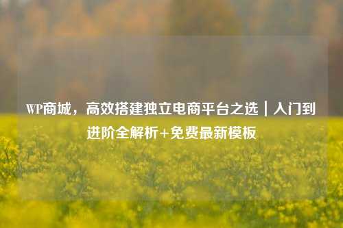 WP商城,高效搭建独立电商平台之选|入门到进阶全解析+免费最新模板