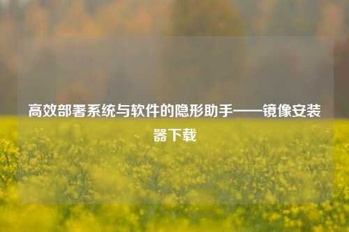 高效部署系统与软件的隐形助手——镜像安装器下载