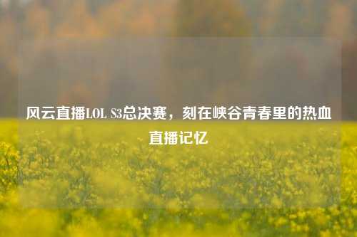 风云直播LOL S3总决赛，刻在峡谷青春里的热血直播记忆