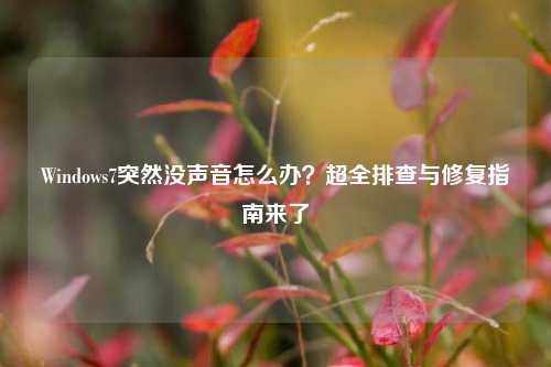 Windows7突然没声音怎么办？超全排查与修复指南来了