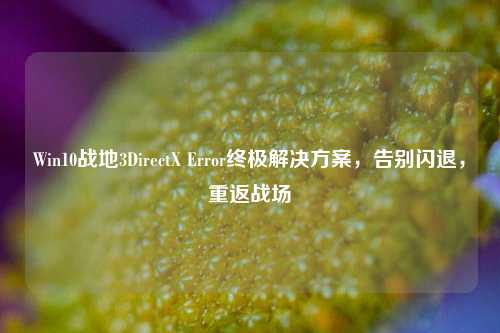 Win10战地3DirectX Error终极解决方案，告别闪退，重返战场