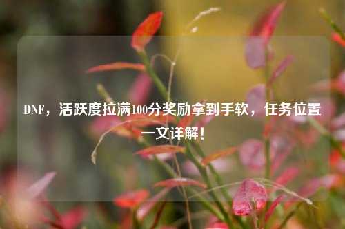 DNF,活跃度拉满100分奖励拿到手软,任务位置一文详解!