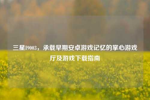 三星I9003，承载早期安卓游戏记忆的掌心游戏厅及游戏下载指南