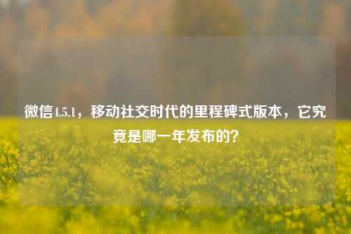 微信4.5.1,移动社交时代的里程碑式版本,它究竟是哪一年发布的?