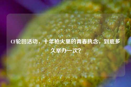 CF轮回活动,十年枪火里的青春执念,到底多久举办一次?