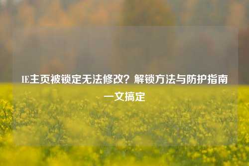 IE主页被锁定无法修改？解锁方法与防护指南一文搞定