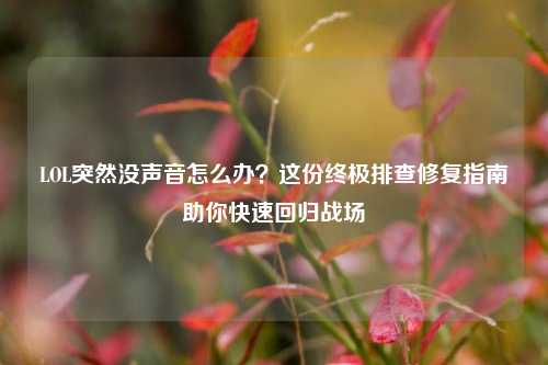LOL突然没声音怎么办？这份终极排查修复指南助你快速回归战场
