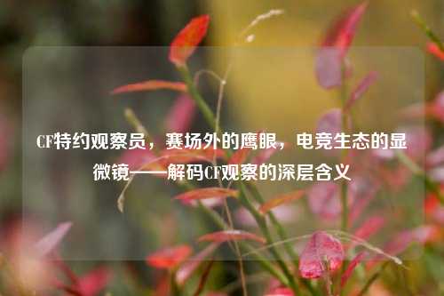 CF特约观察员,赛场外的鹰眼,电竞生态的显微镜——解码CF观察的深层含义
